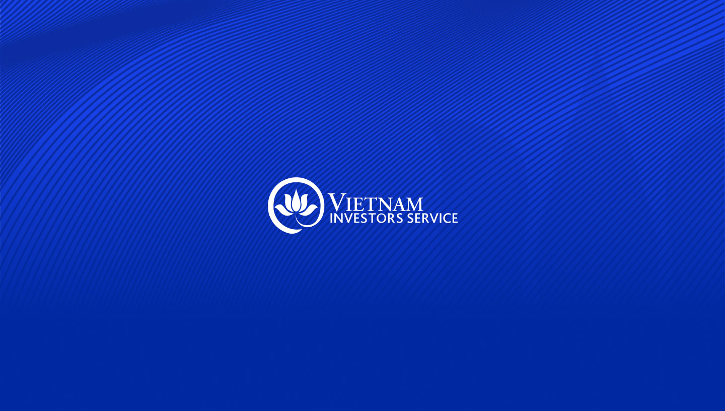 A geometric white mark on a blue brand background