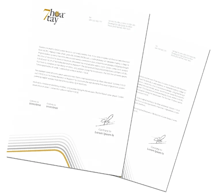 Two 7 Hoa Tay letterhead sheets shown at an angle