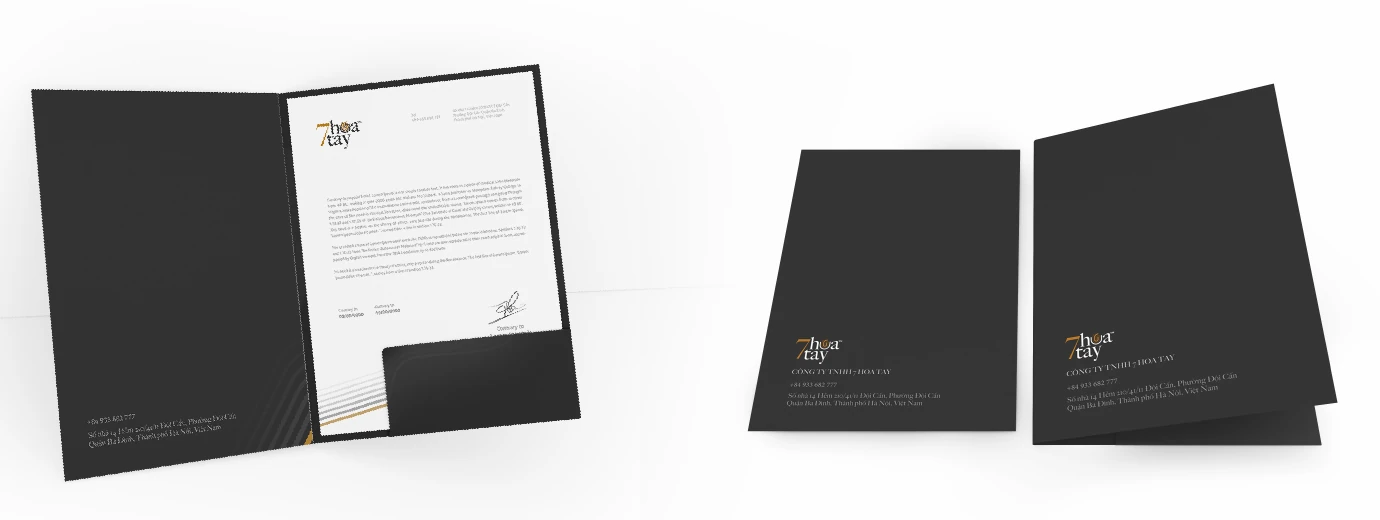 Open and closed charcoal 7 Hoa Tay presentation folders