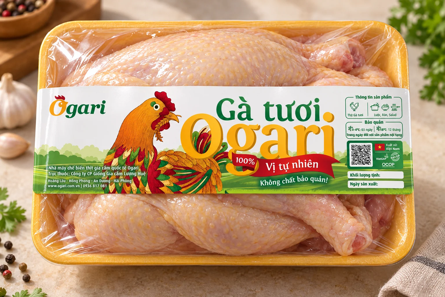 Ogari fresh chicken · 2023 packaging mockup