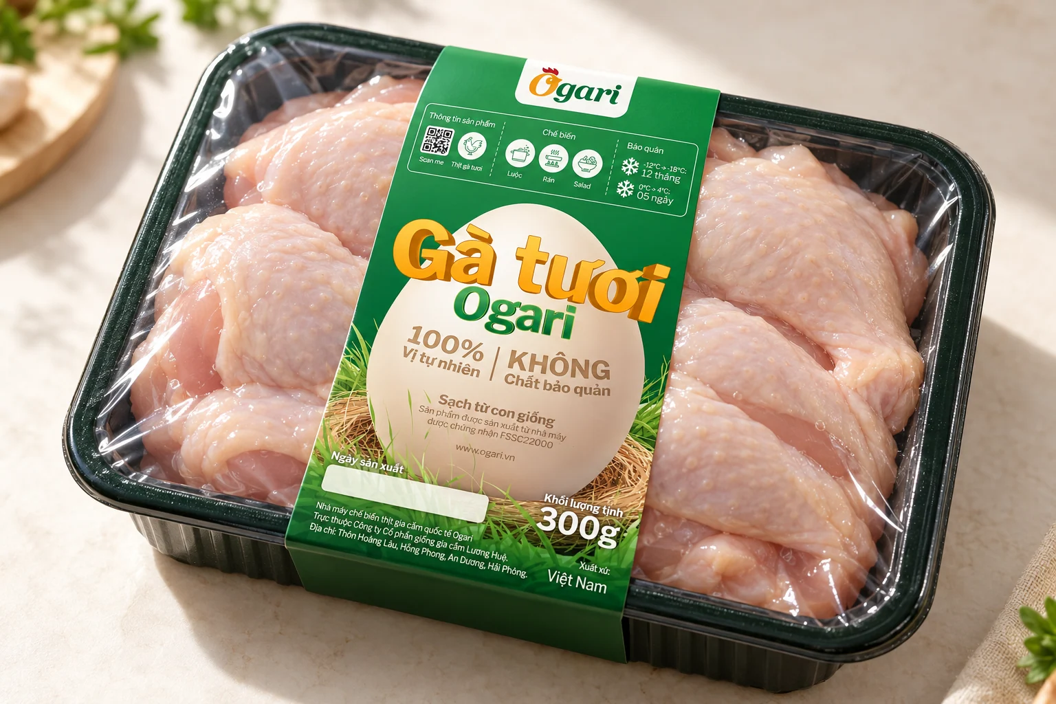 Ogari fresh chicken · 2024 packaging mockup