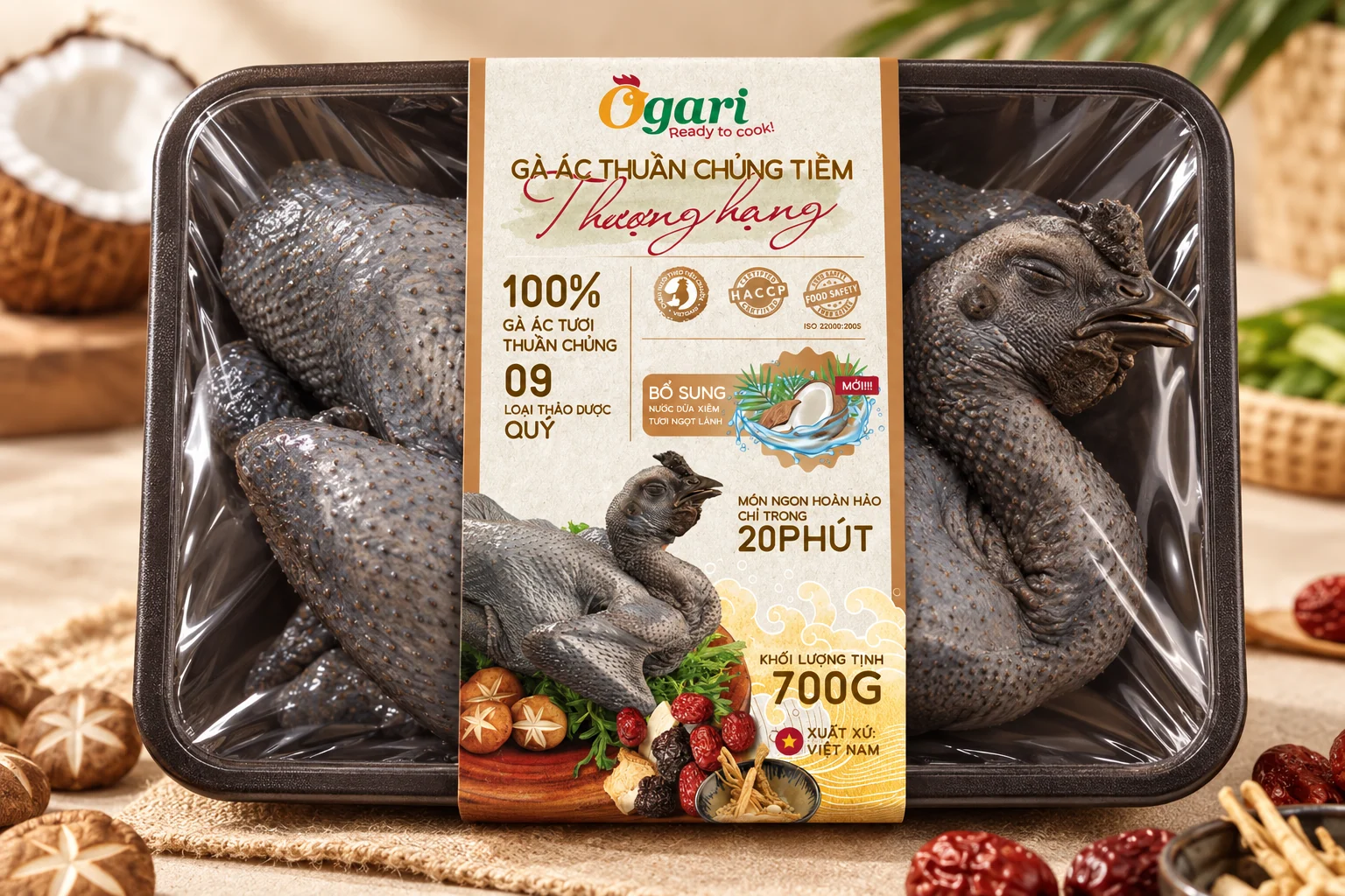 Ogari premium black chicken packaging mockup